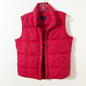 Lands’ End Red Quilted Down-Filled Puffer Vest Layering Lined Collar Side Pocket
